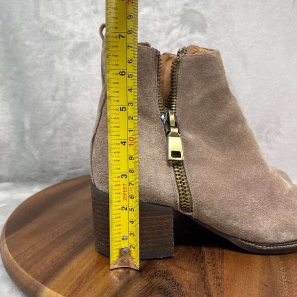 Jeffrey Campbell Boots 8 Tan Suede Boone Cut Out Side Zip Ankle Chunky Heel - Picture 10 of 16